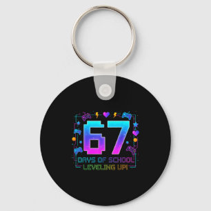 I Survived 67 Days Of School Retro Gamer Level Up Keychain