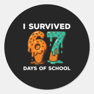 I Survived 67 Days Of School Six Seven Meme Ice Cr Classic Round Sticker