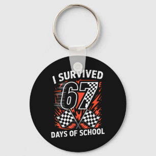 I Survived 67 Days Of School Six Seven Meme Racing Keychain