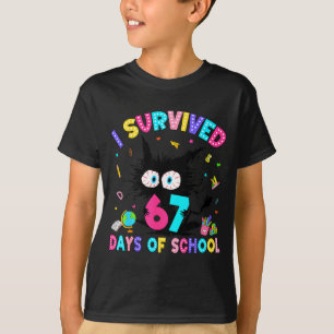 I Survived 67 Days Of School Six Seven Meme Slang  T-Shirt