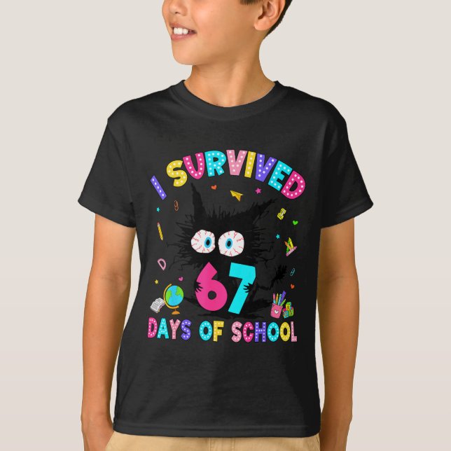 I Survived 67 Days Of School Six Seven Meme Slang  T-Shirt (Front)