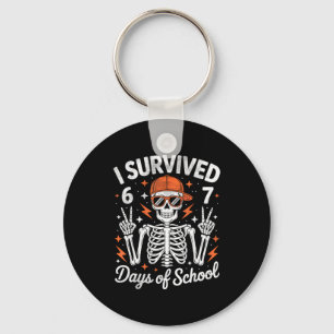 I Survived 67 Days Of School Skeleton Six Seven 6- Keychain