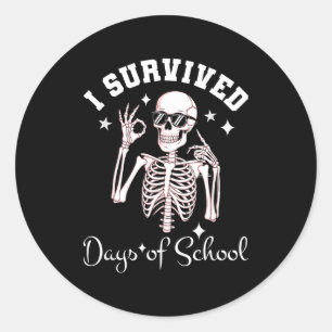 I Survived 67 Days Of School Skeleton Student Teac Classic Round Sticker