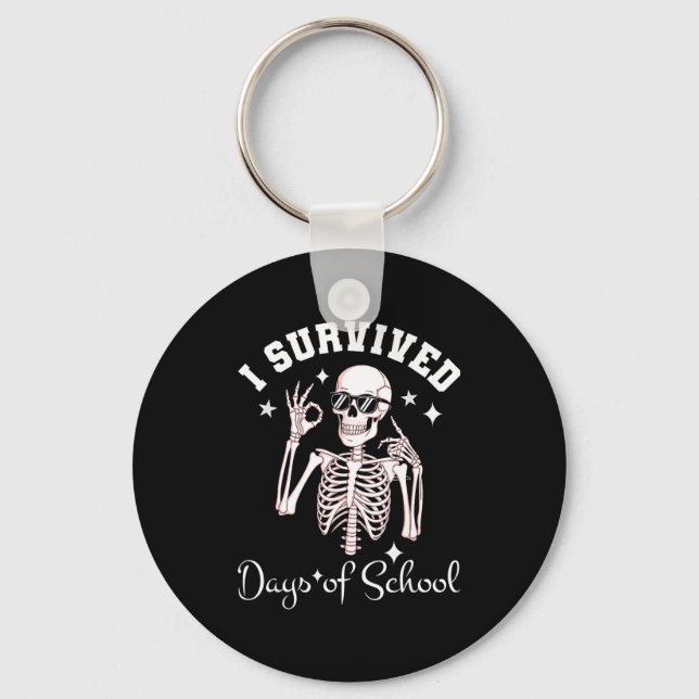 I Survived 67 Days Of School Skeleton Student Teac Keychain (Front)