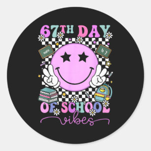 I Survived 67 Days Of School Smile Face Six Seven Classic Round Sticker