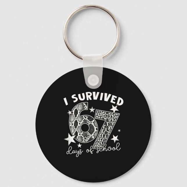 I Survived 67 Days Of School Snake, Alligator Rept Keychain (Front)