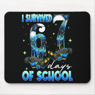 I Survived 67 Days Of School Soccer Boys Kids Six  Mouse Pad