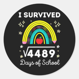 I Survived 67 Days Of School Student Square Soot 4 Classic Round Sticker
