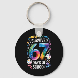 I Survived 67 Days Of School Teacher Painting 6 7 Keychain