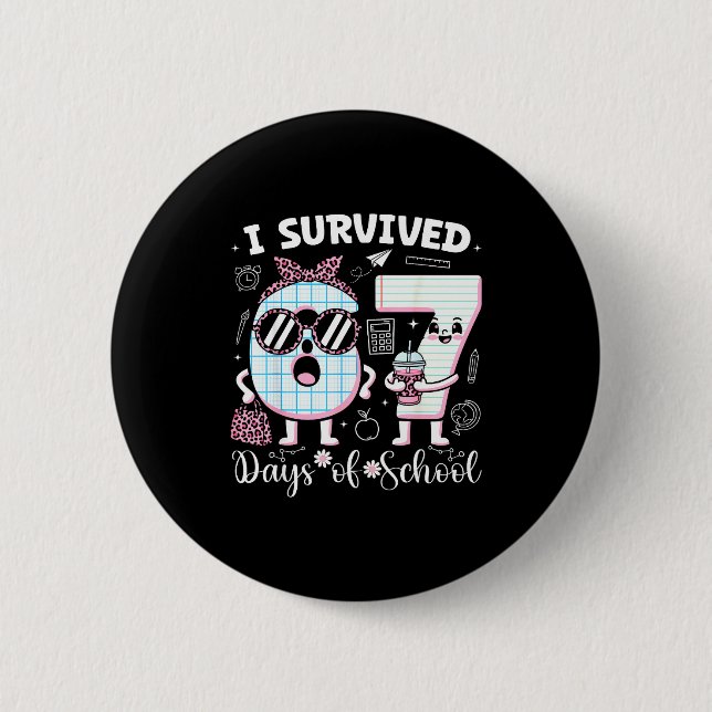 I Survived 67 Days Of School Teacher Student Leopa 2 Inch Round Button (Front)