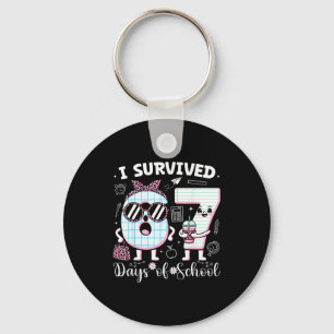 I Survived 67 Days Of School Teacher Student Leopa Keychain