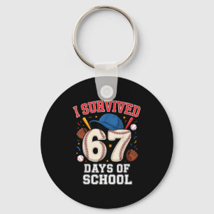 I Survived 67 Days Of School Teachers Students Bas Keychain