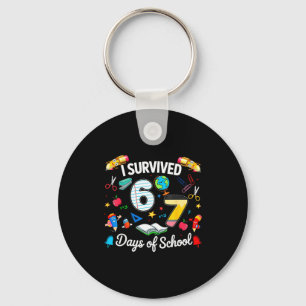 I Survived 67 Days Of School Teachers Students Boy Keychain