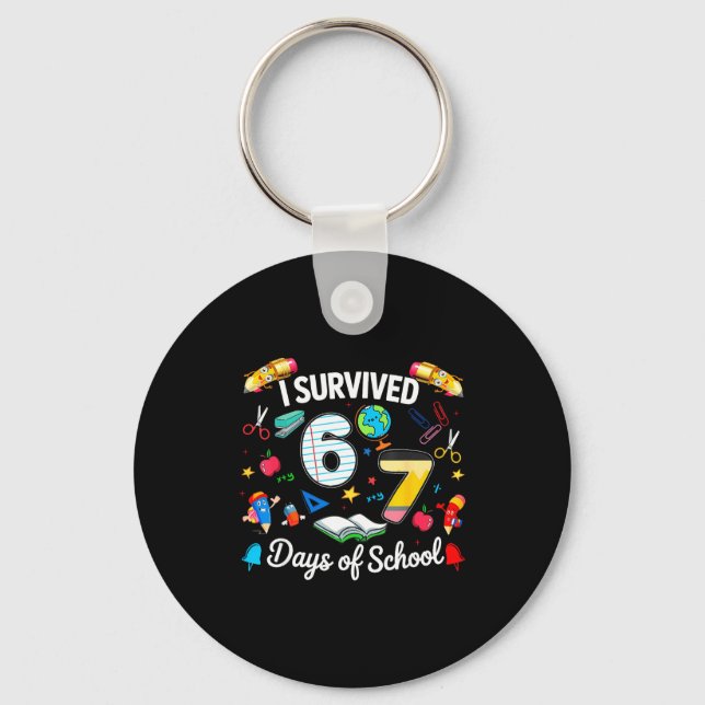 I Survived 67 Days Of School Teachers Students Boy Keychain (Front)
