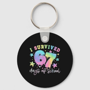 I Survived 67 Days Of School Teachers Students Fun Keychain