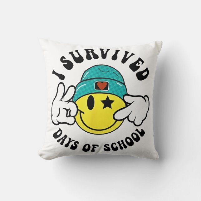 I Survived 67 Days of School Teachers Students Six Throw Pillow (Front)