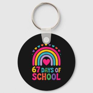 I Survived 67 Days Of School Tie Die Rainbow Lover Keychain