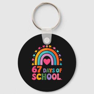I Survived 67 Days Of School Tie Die Rainbow Lover Keychain