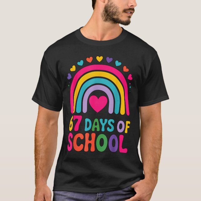 I Survived 67 Days Of School Tie Die Rainbow Lover T-Shirt (Front)