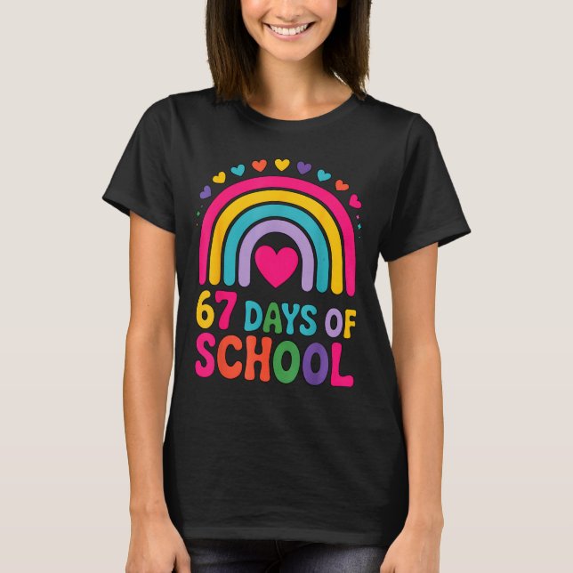 I Survived 67 Days Of School Tie Die Rainbow Lover T-Shirt (Front)