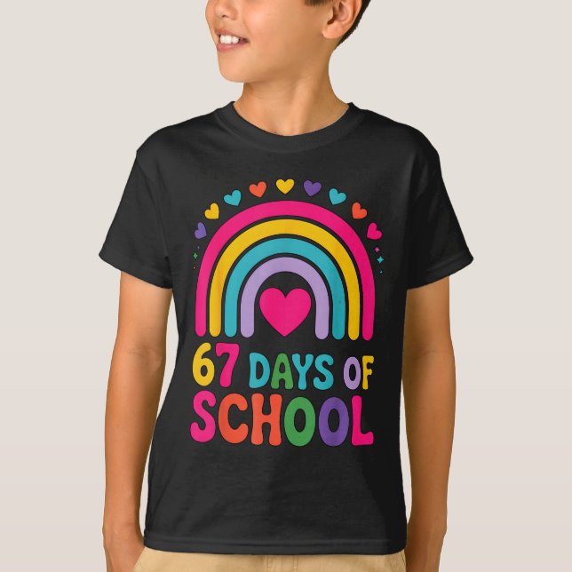 I Survived 67 Days Of School Tie Die Rainbow Lover T-Shirt (Front)