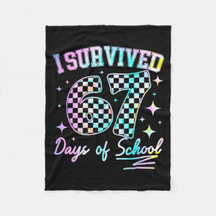 I Survived 67 Days Of School Tie Dye 67th Day Teac Fleece Blanket