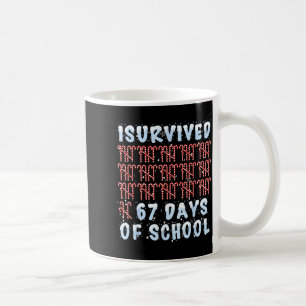 I Survived 67 Days Of School Xmas Candy Cane Tally Coffee Mug