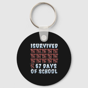 I Survived 67 Days Of School Xmas Candy Cane Tally Keychain