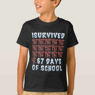 I Survived 67 Days Of School Xmas Candy Cane Tally T-Shirt