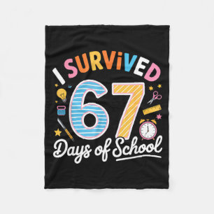 I Survived 67 Days School Funny Six Seven Meme Tea Fleece Blanket