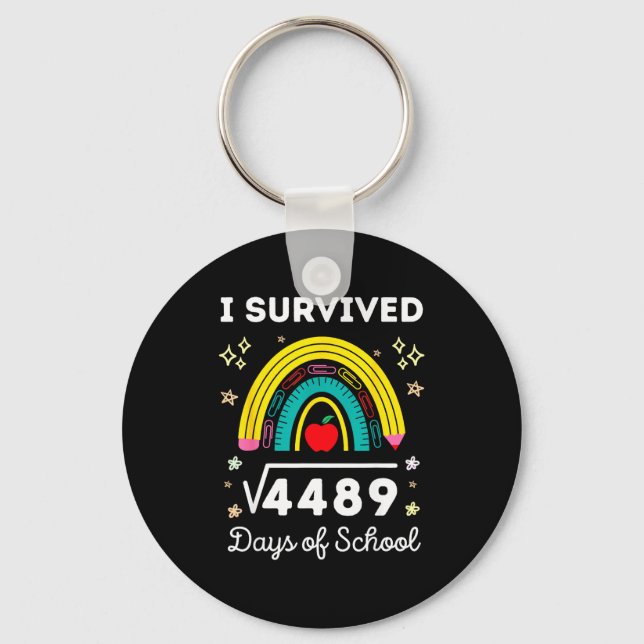 I Survived 67 Square Root Days Of School Funny Mem Keychain (Front)