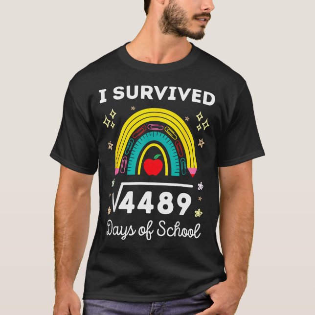 I Survived 67 Square Root Days Of School Funny Mem T-Shirt (Front)