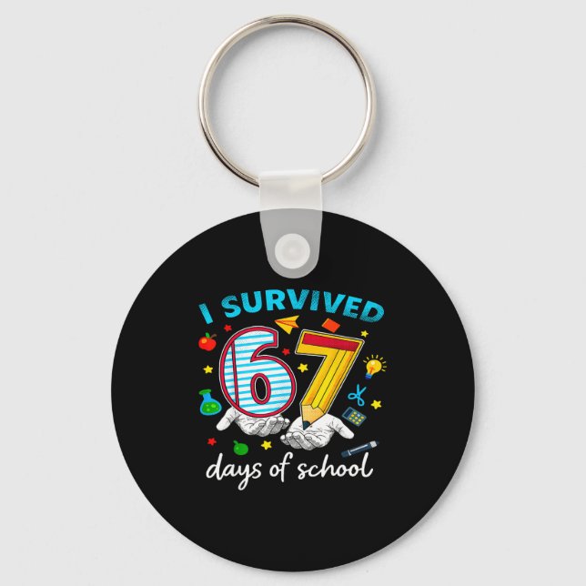 I Survived 67th Day Of School Six Seven Kids  Keychain (Front)