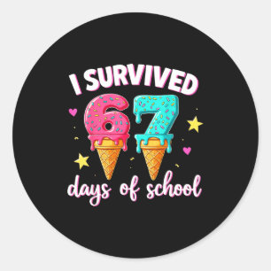 I Survived 67th Days School Drip Ice Cream Funny 6 Classic Round Sticker