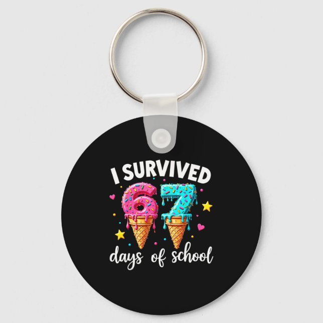 I Survived 67th Days School Drip Ice Cream Funny 6 Keychain (Front)
