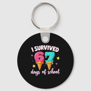 I Survived 67th Days School Drip Ice Cream Funny 6 Keychain