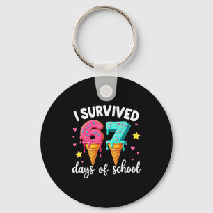 I Survived 67th Days School Drip Ice Cream Funny 6 Keychain
