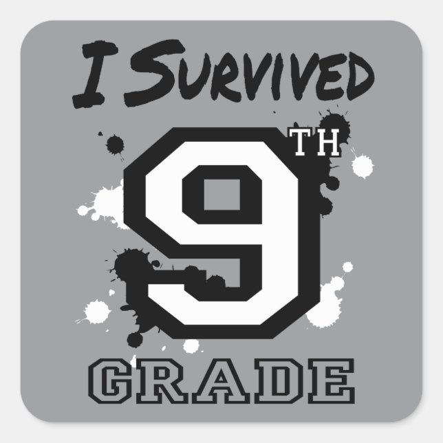 I Survived 9th Grade Square Sticker (Front)