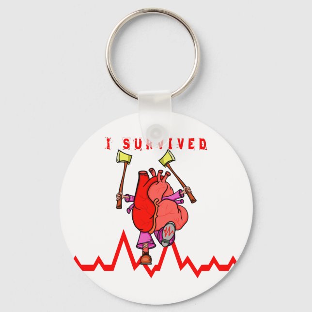 I survived a heart attack keychain (Front)