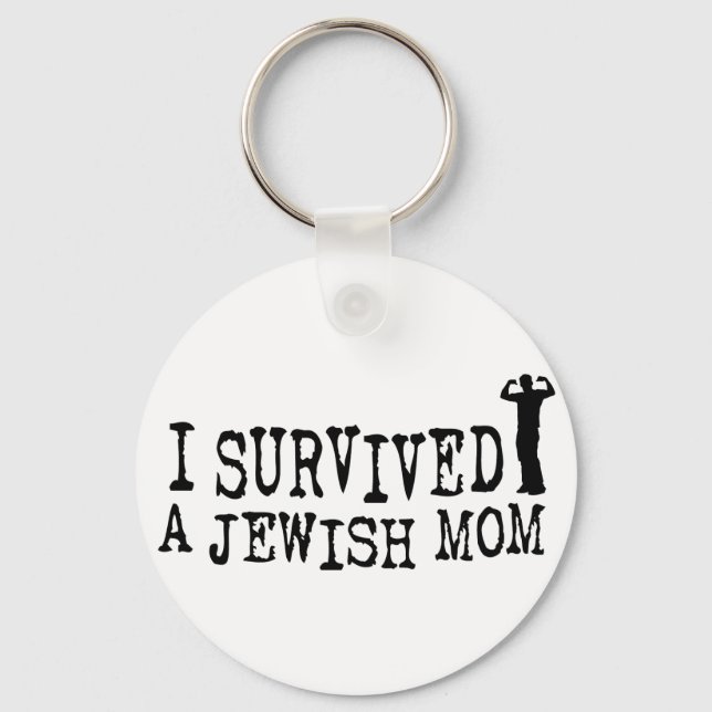 I Survived a Jewish mom - Jew humour Keychain (Front)