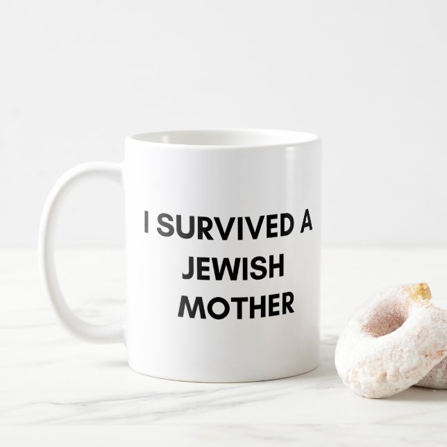 I Survived a Jewish Mother mug (With Donut)
