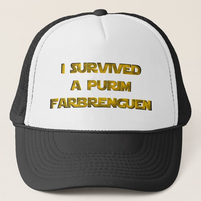 I survived a Purim Farbrenguen Trucker Hat (Front)