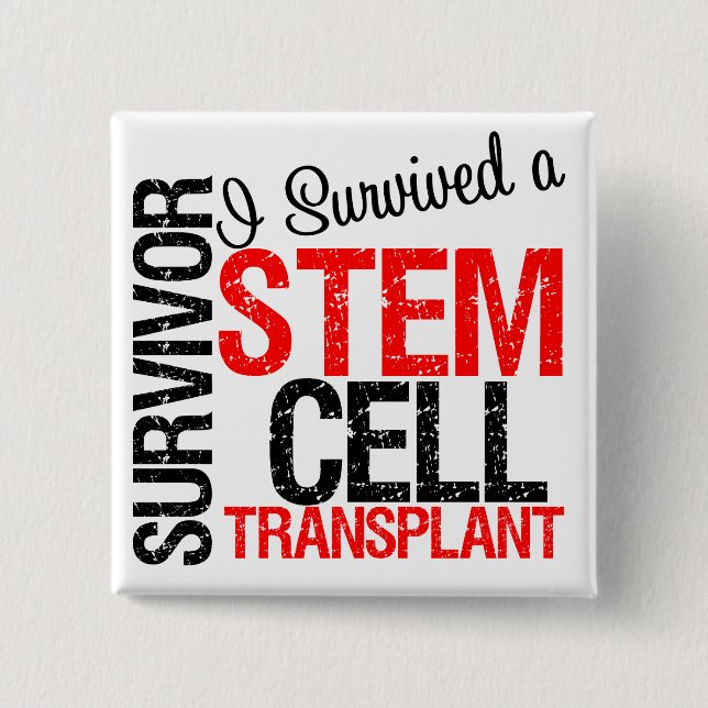 I Survived a Stem Cell Transplant (red) 2 Inch Square Button (Front)