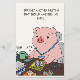 I Survived Another Meeting Stationery