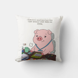 I Survived Another Meeting Throw Pillow