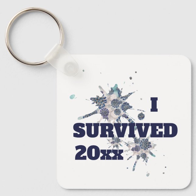 I Survived Blue Abstract Virus Keychain (Front)