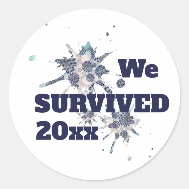 I Survived Blue Covid Virus Classic Round Sticker (Front)