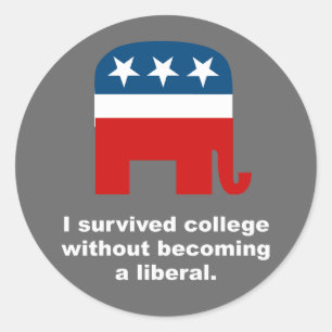 I survived college without becoming a liberal classic round sticker