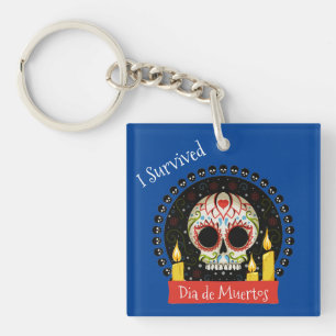 I Survived Dia de Muertos Skull Keychain