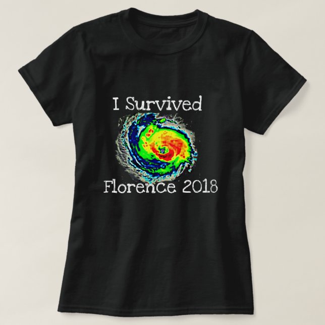 "I Survived Florence 2018" & Hurricane Radar T-Shirt (Design Front)